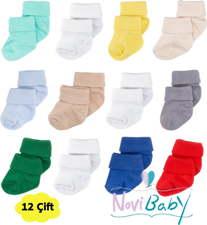 12 Pack Bamboo Newborn Baby Socks I Mix Size I Girl Boy Baby Socks