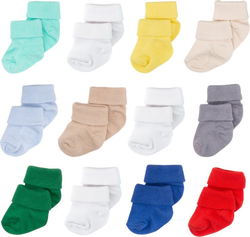 12 Pack Bamboo Newborn Baby Socks I Mix Size I Girl Boy Baby Socks