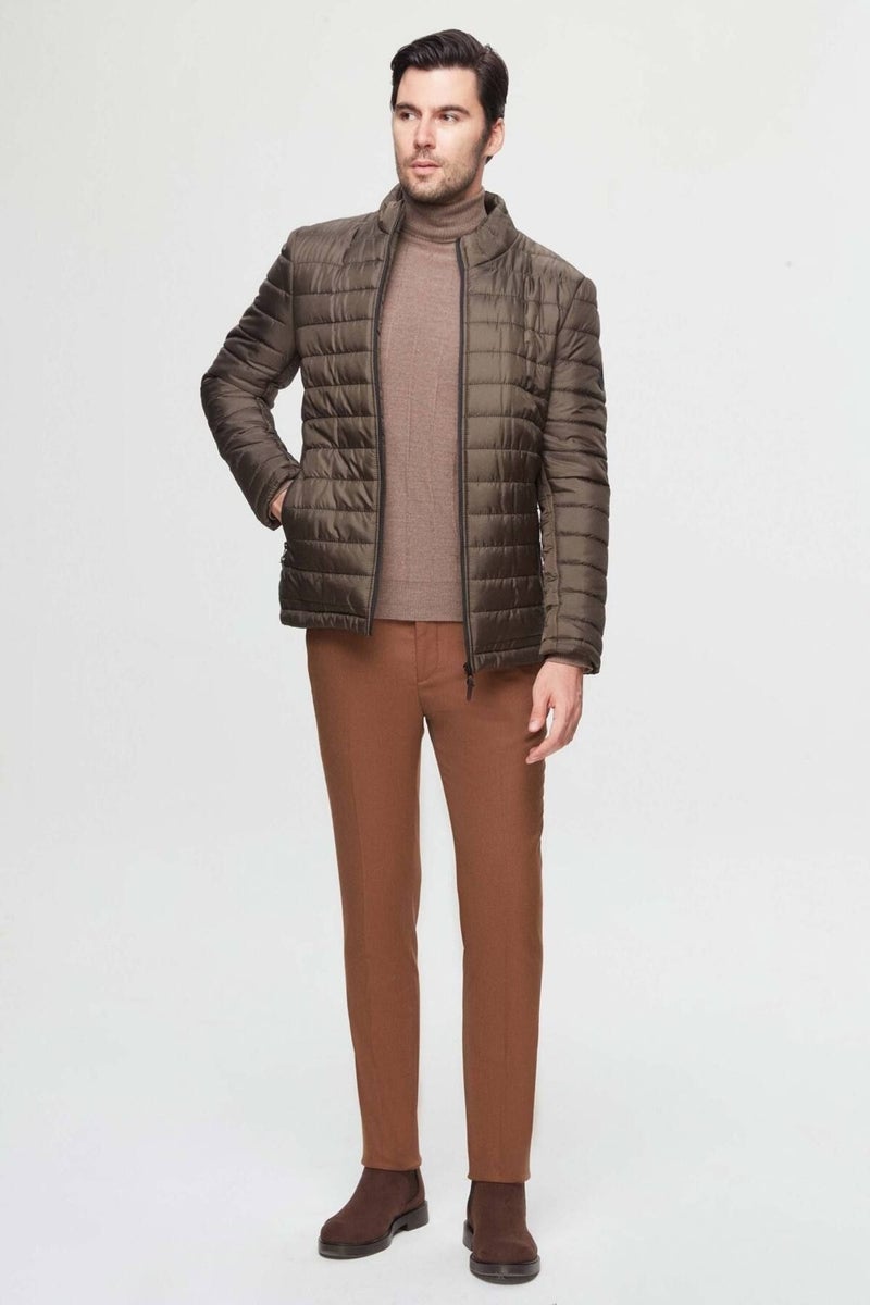 Ds Damat Slim Fit Khaki Windproof Fiber Filled Coat 3HF07ORT04262