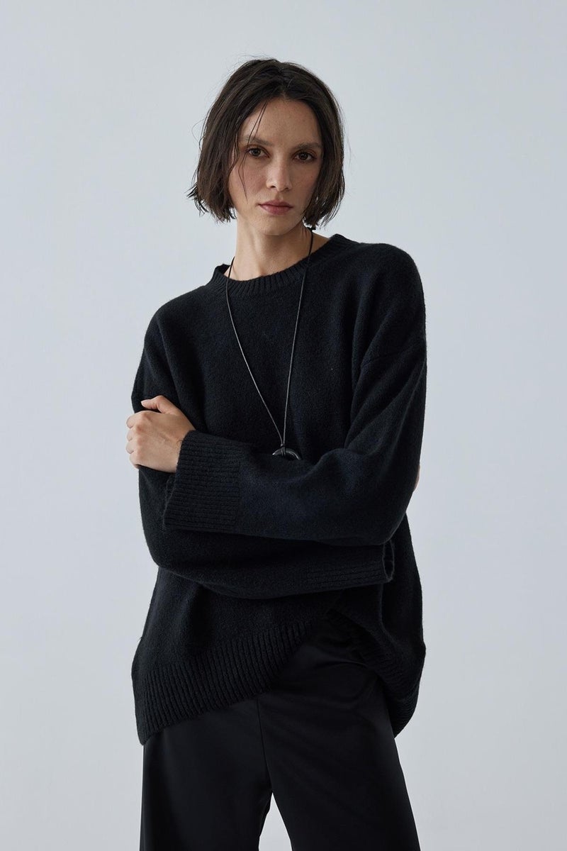 Black Lina Basic Sweater