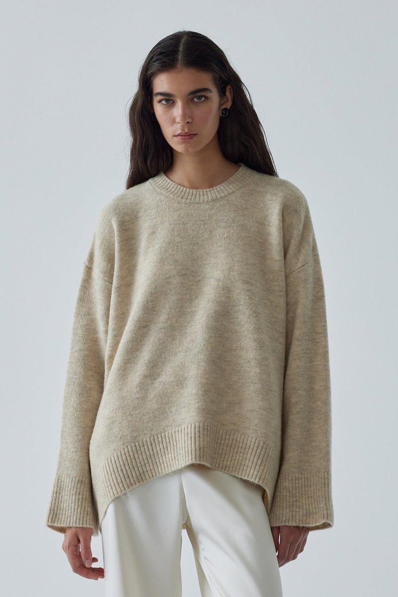 Beige Lina Basic Sweater