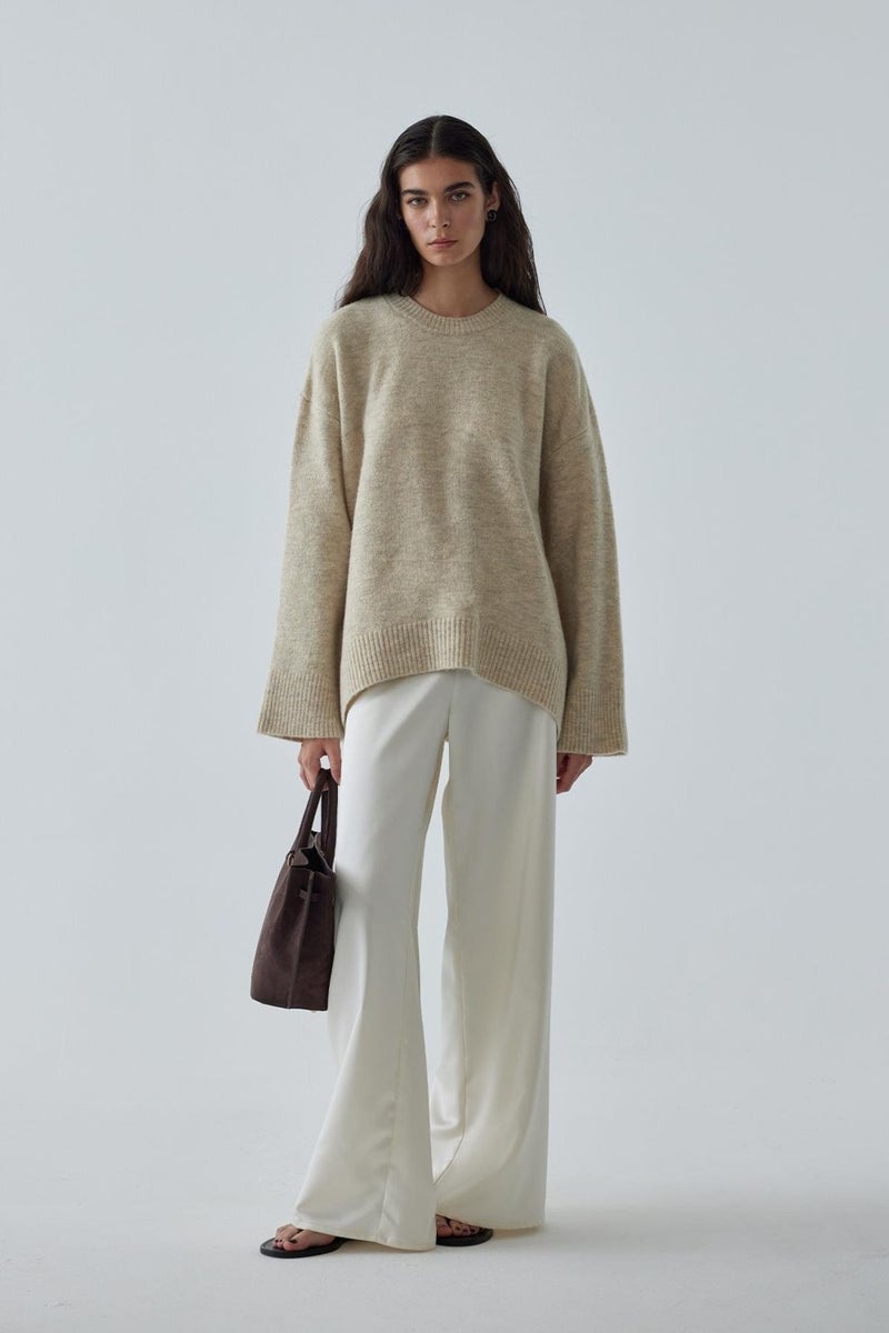 Beige Lina Basic Sweater