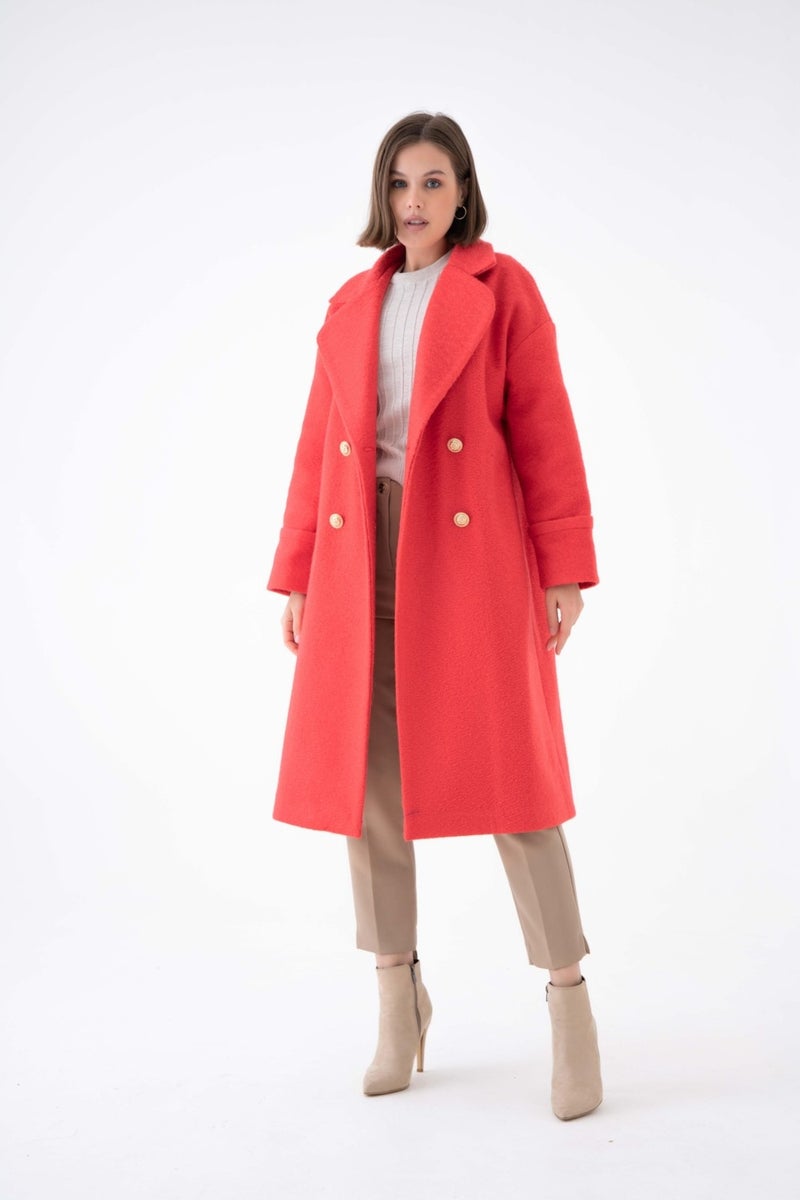 Women's Tie Cashmere Coat Red