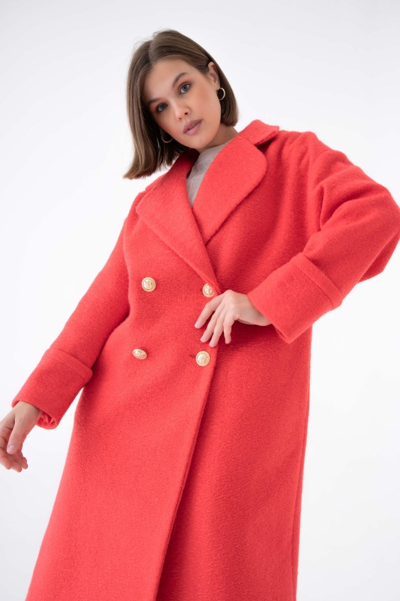 Women's Tie Cashmere Coat Red