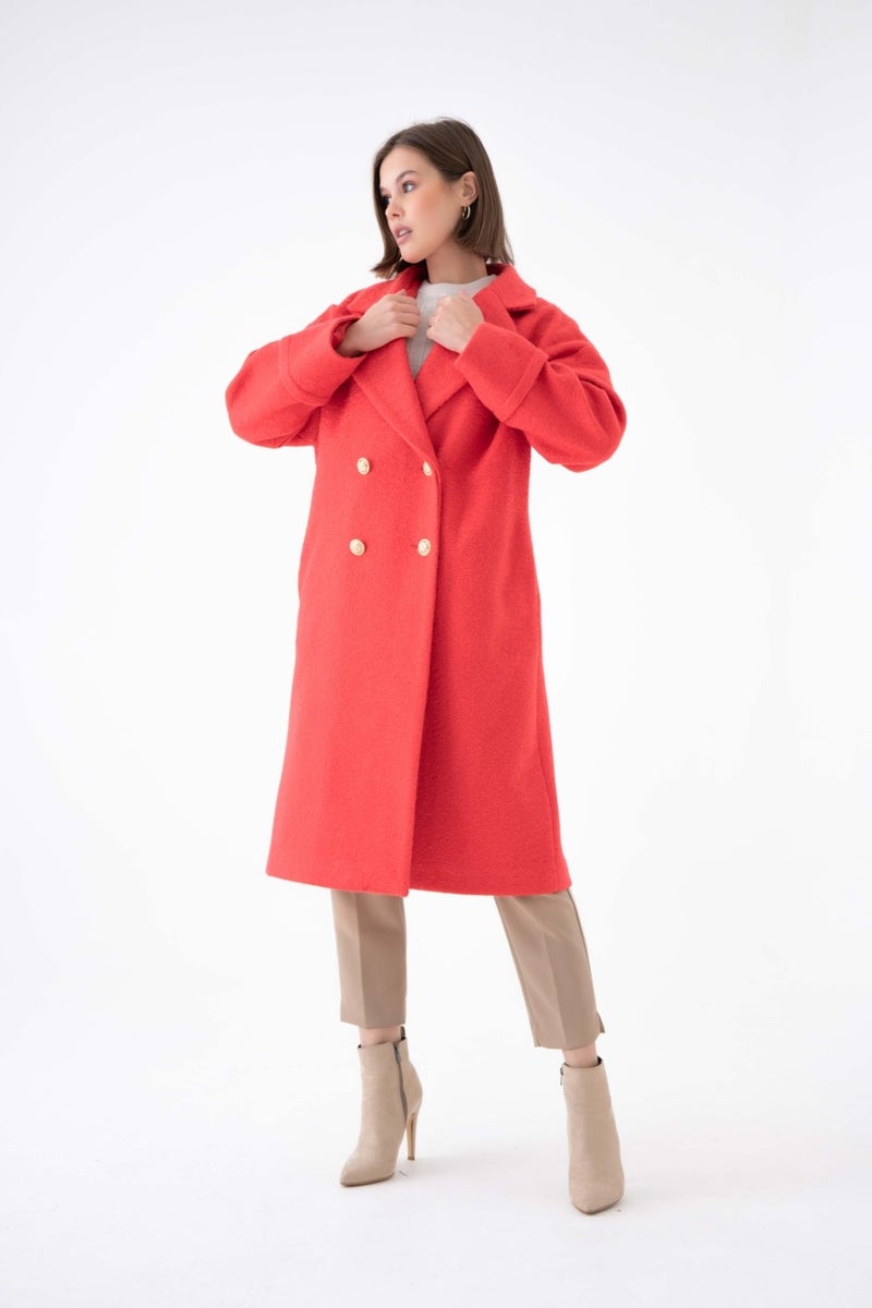 Women's Tie Cashmere Coat Red