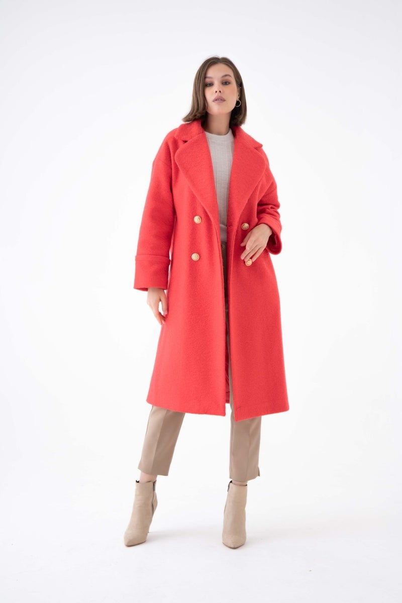 Women's Tie Cashmere Coat Red