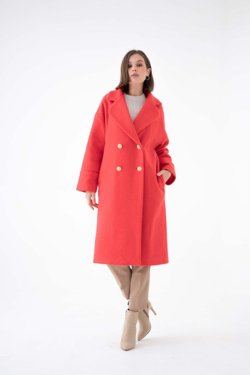 Women's Tie Cashmere Coat Red