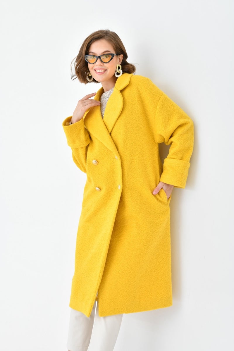 Women's Tie Cashmere Coat Yellow