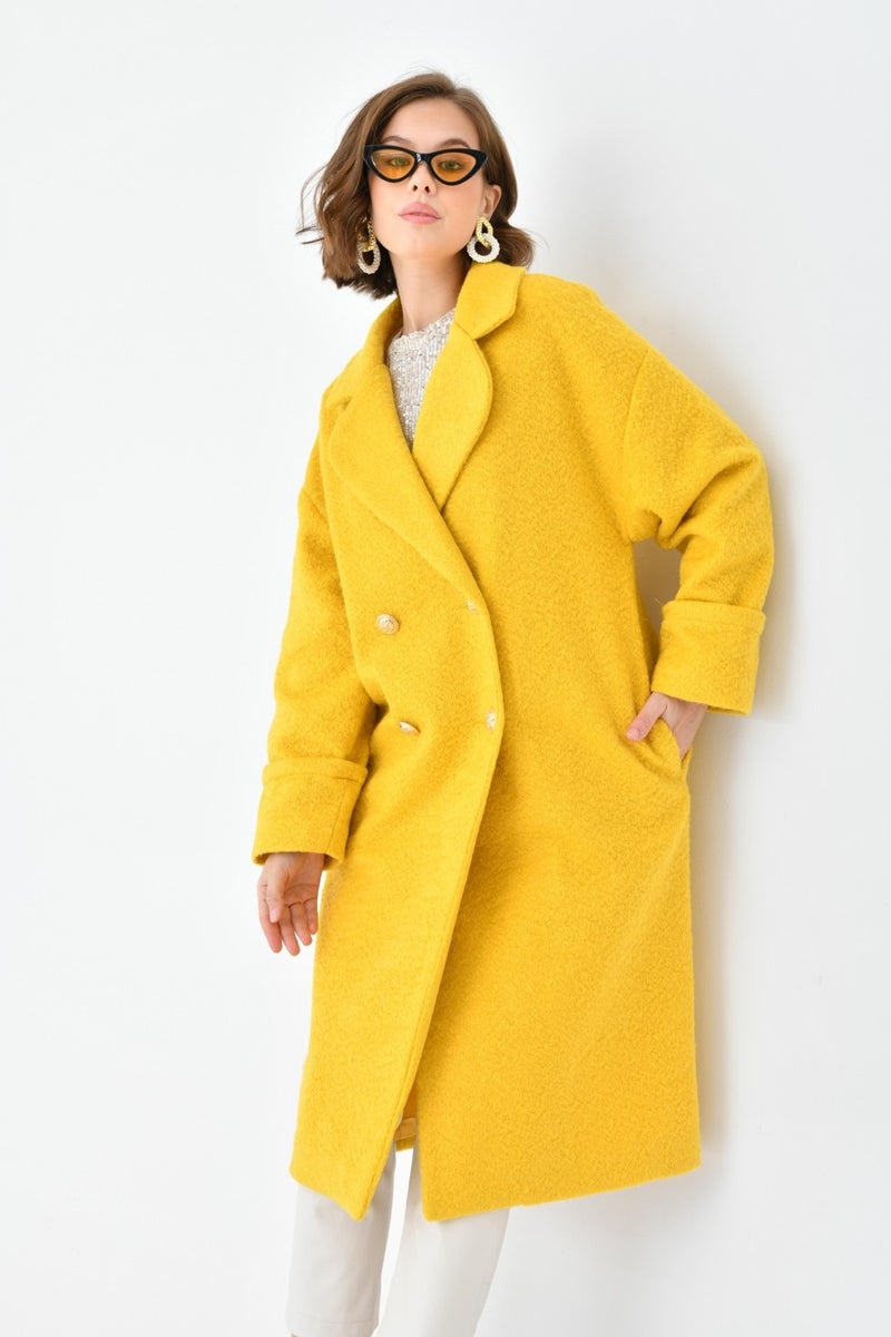 Women's Tie Cashmere Coat Yellow