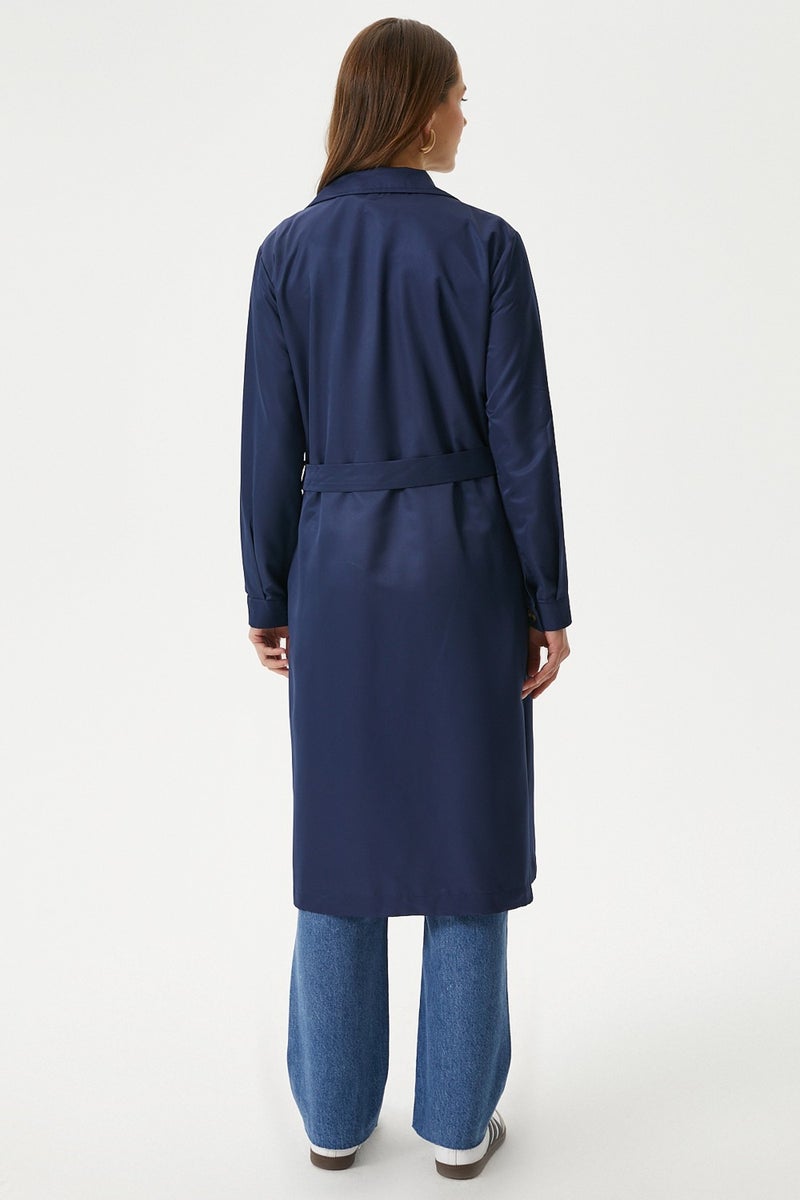 Women's Light Seasonal Navy Blue Trench Coat