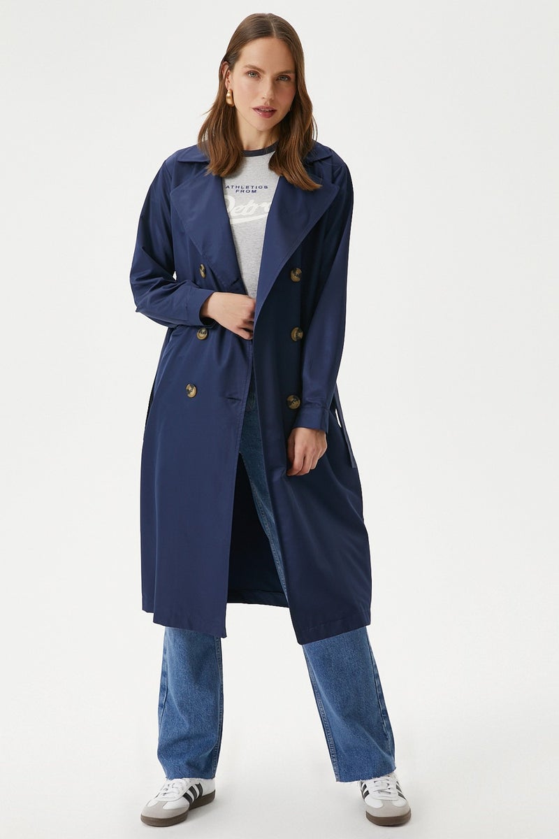 Women's Light Seasonal Navy Blue Trench Coat