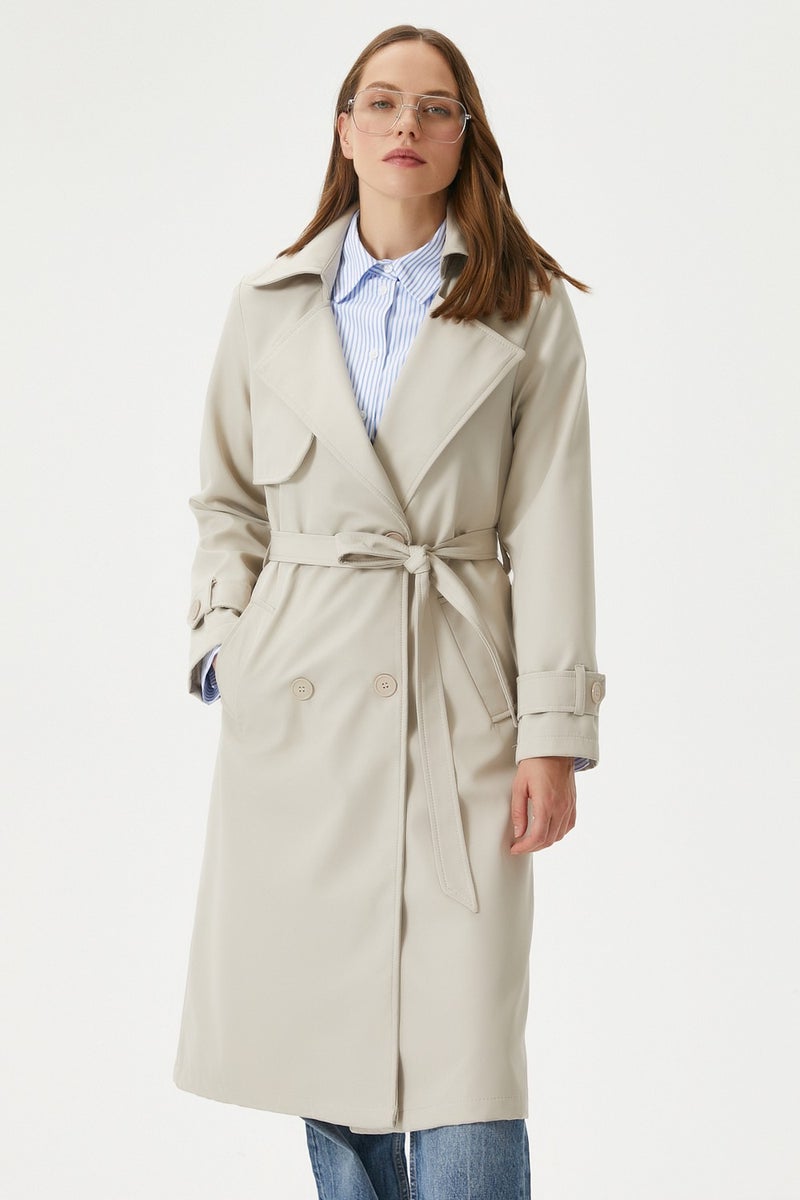 Women's Style Lined Flap Stone Trench Coat