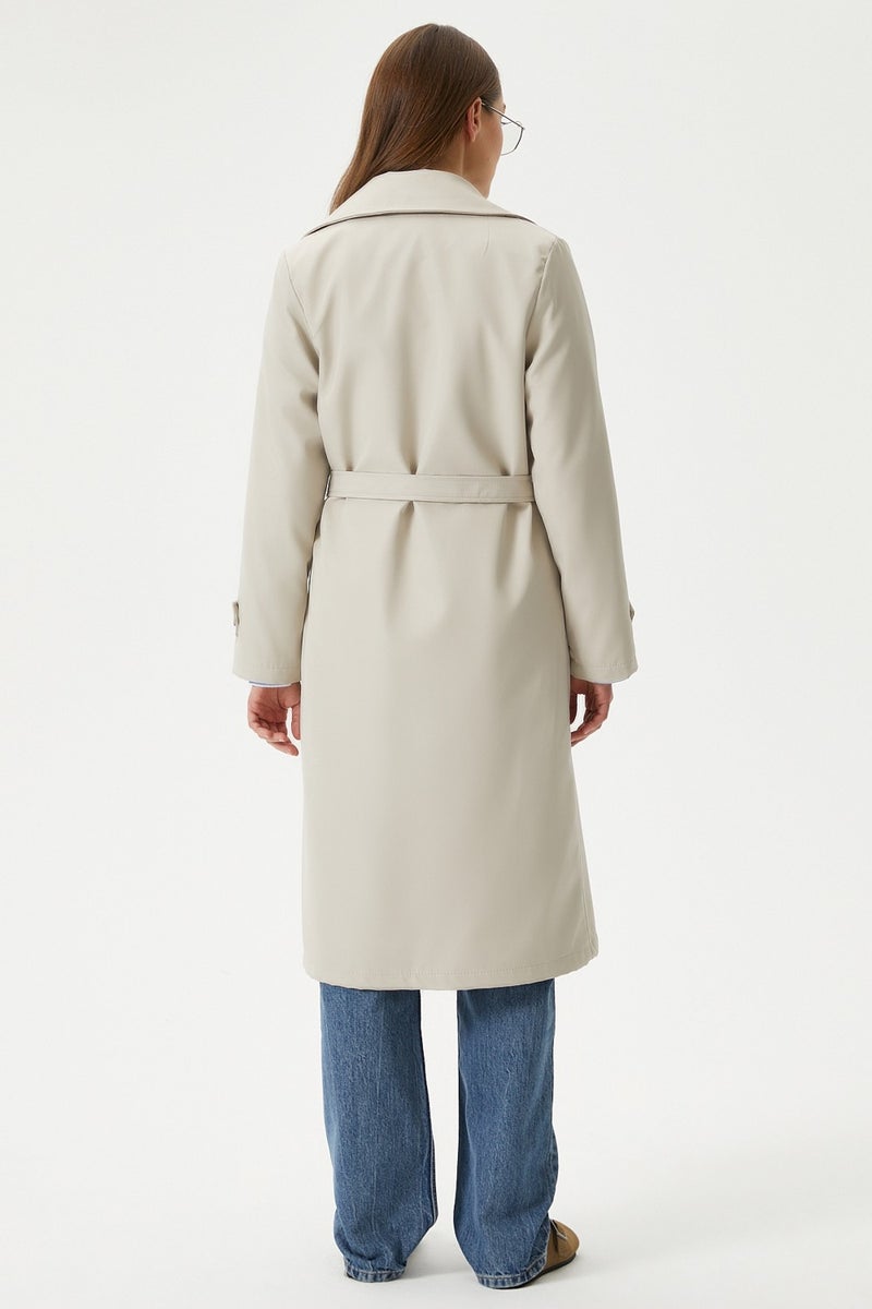 Women's Style Lined Flap Stone Trench Coat