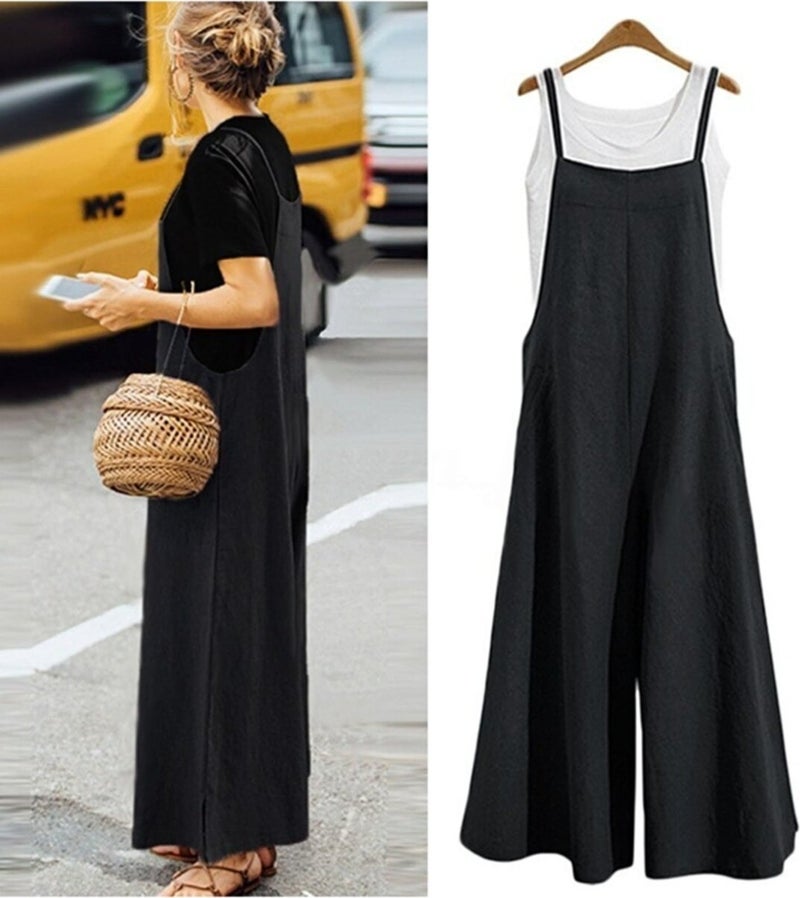 Casual Strappy Loose Cut Summer Women's Jumpsuit TR5104BLACK