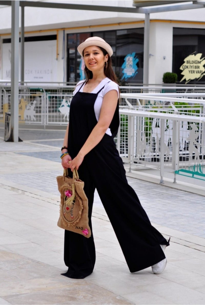 Daily Strappy Loose Cut Summer Women's Jumpsuit 5104BLACK