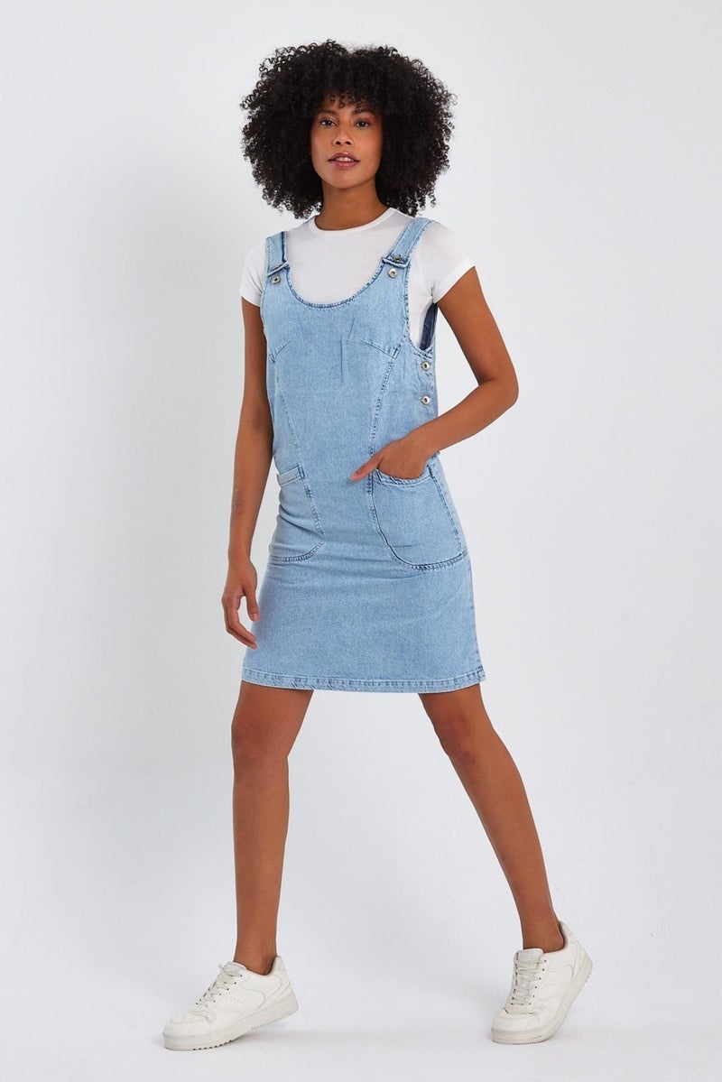 Pocket Detailed Overall Dress Ag-5013Am