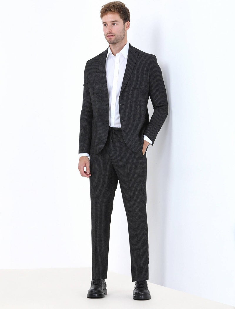 Anthracite Striped Modern Fit Suit