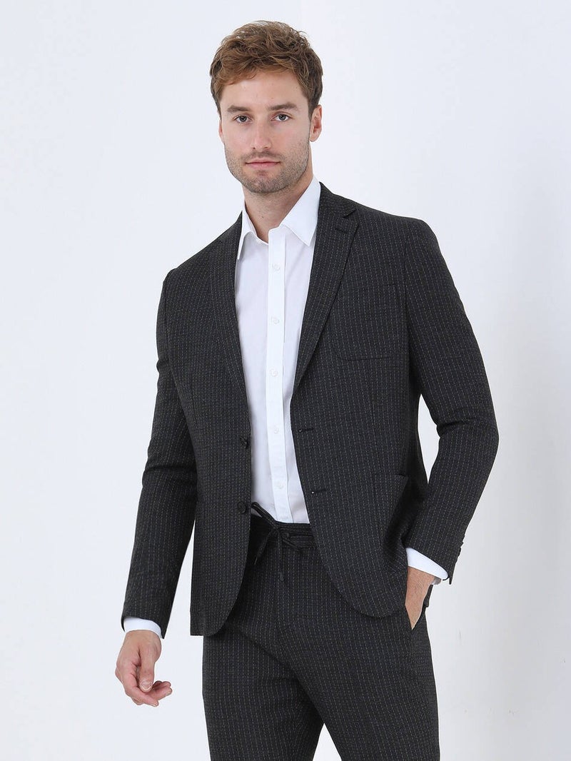 Anthracite Striped Modern Fit Suit