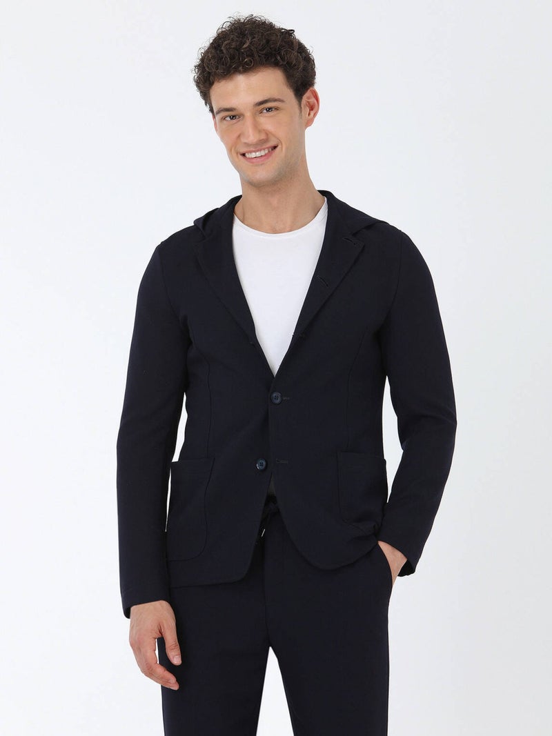 Navy Blue Plain Modern Fit Suit