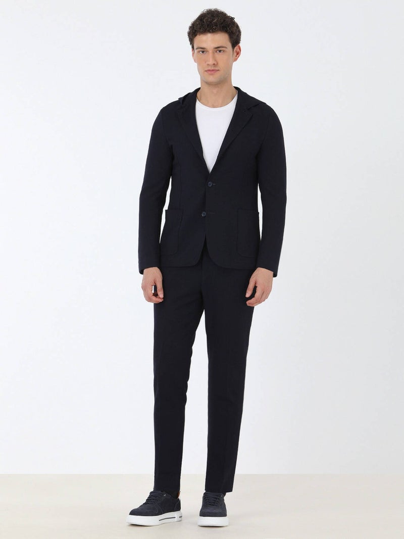 Navy Blue Plain Modern Fit Suit