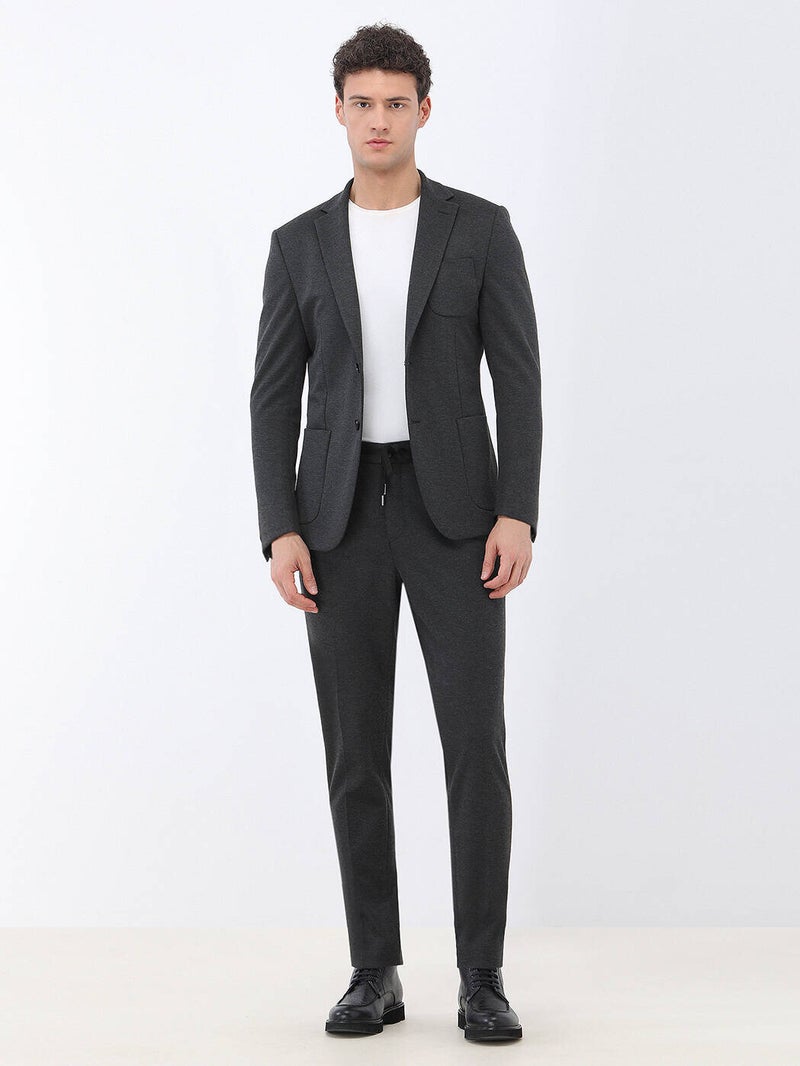 Anthracite Patterned Modern Fit Knitted Suit