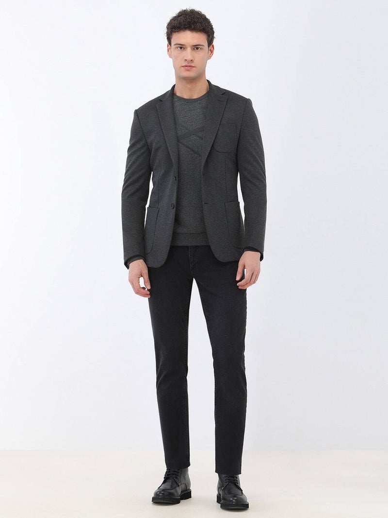 Anthracite Patterned Modern Fit Knitted Suit