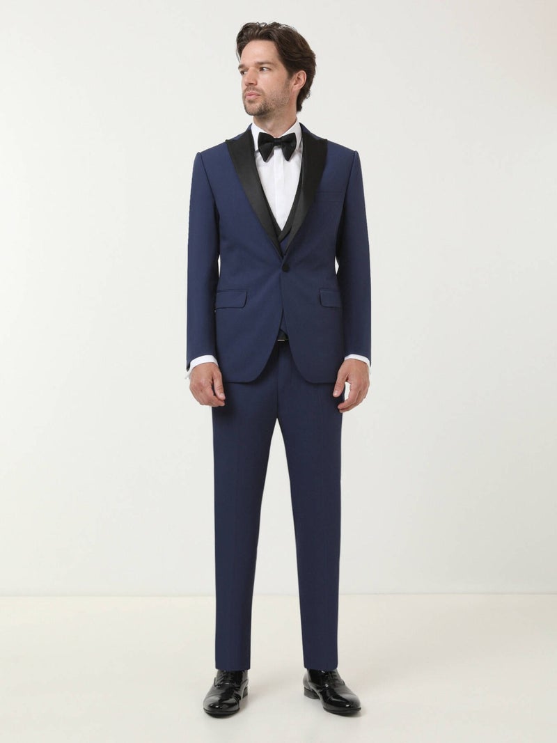 Saks Plain Slim Fit Detachable Collar Woven Y Tuxedo Suit