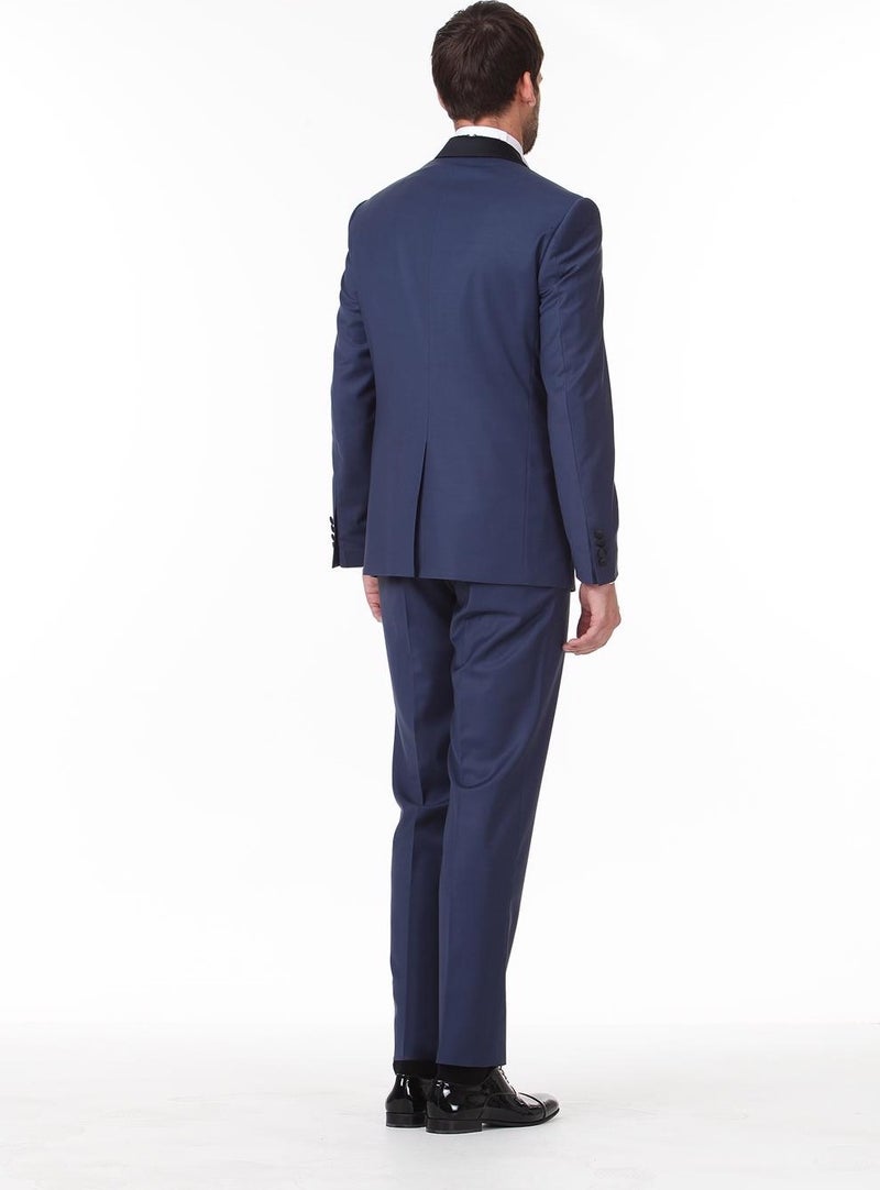 Men's Slim Fit Pleated Shawl Collar Tuxedo Suit