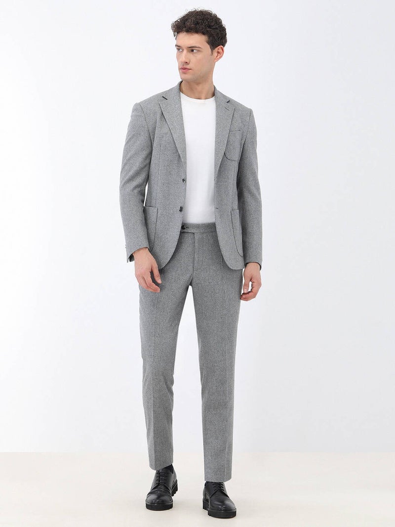 Gray Plain Modern Fit Wool Blend Suit