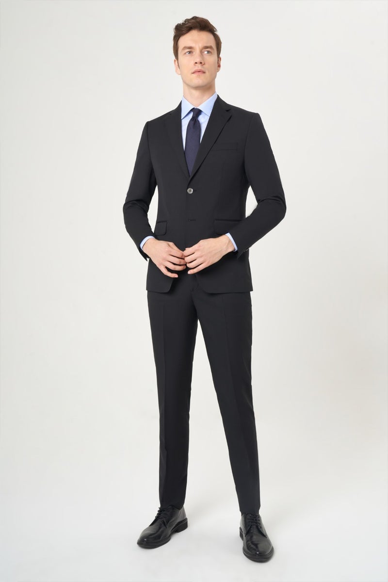 Men's Regular Fit Plain Suit BLACK PTK22K22225_D99