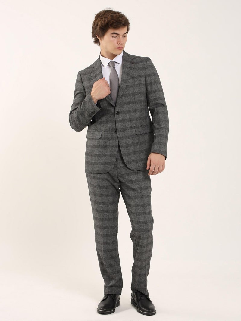 Black Men's Slim Fit Mono Collar Suit