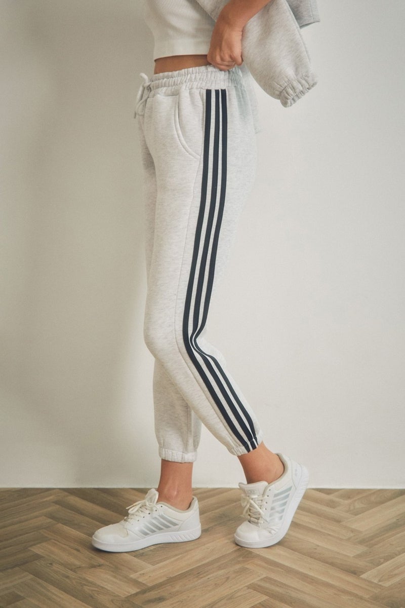 Side Striped Elastic Waist Jogger Sweatpants