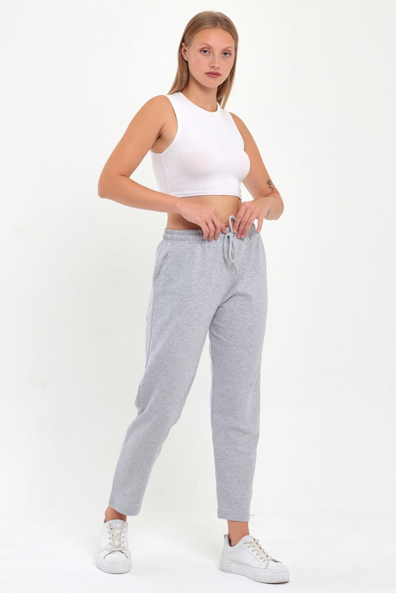 Metallic Gray-Navy Blue Women's Classic Pocket 2-Piece Sweatpants