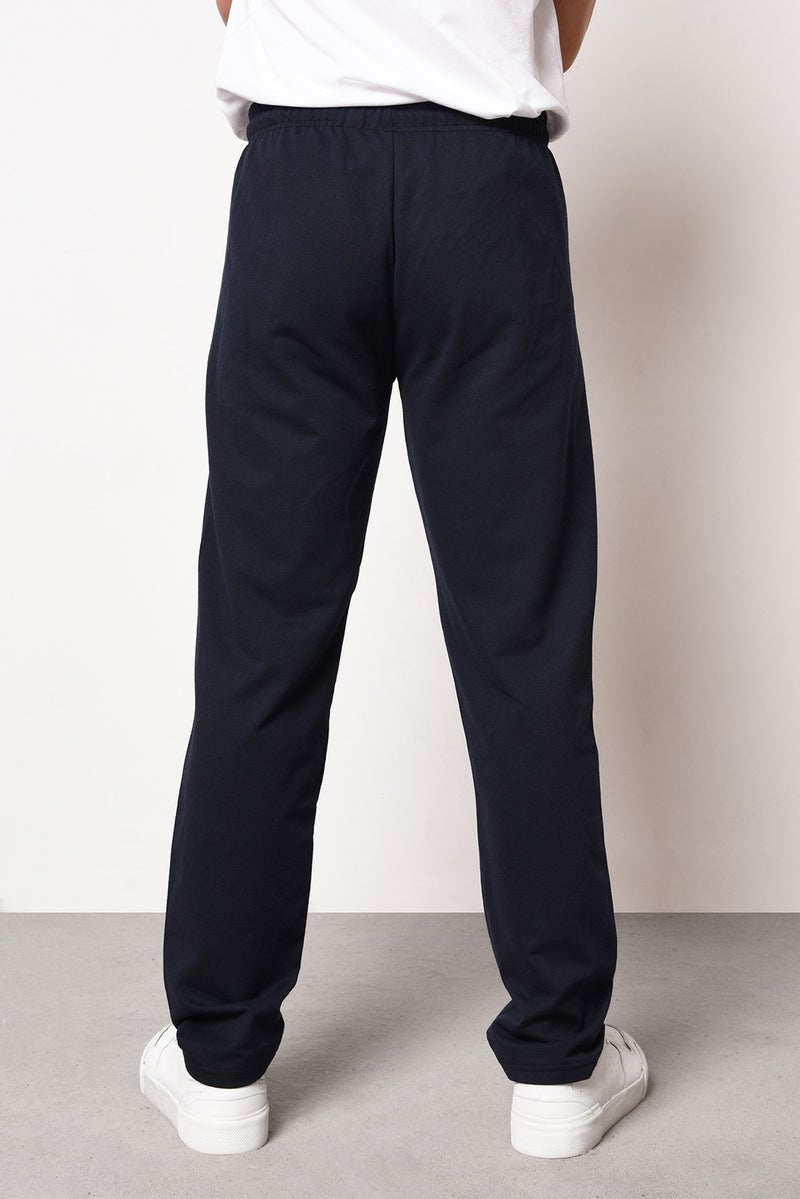 Navy Blue Men's Straight Leg Pocket Zipper Detailed Comfortable Cut Sweatpants