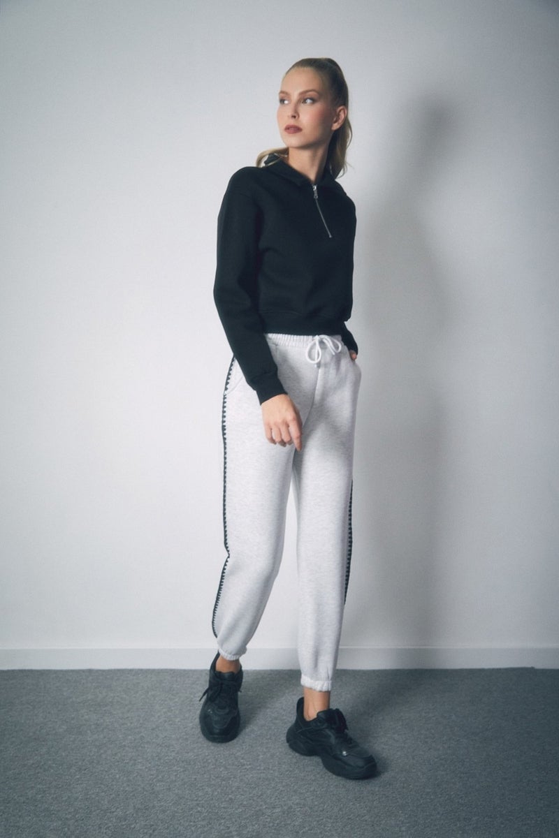 Elastic Waist and Embroidered Side Jogger Sweatpants