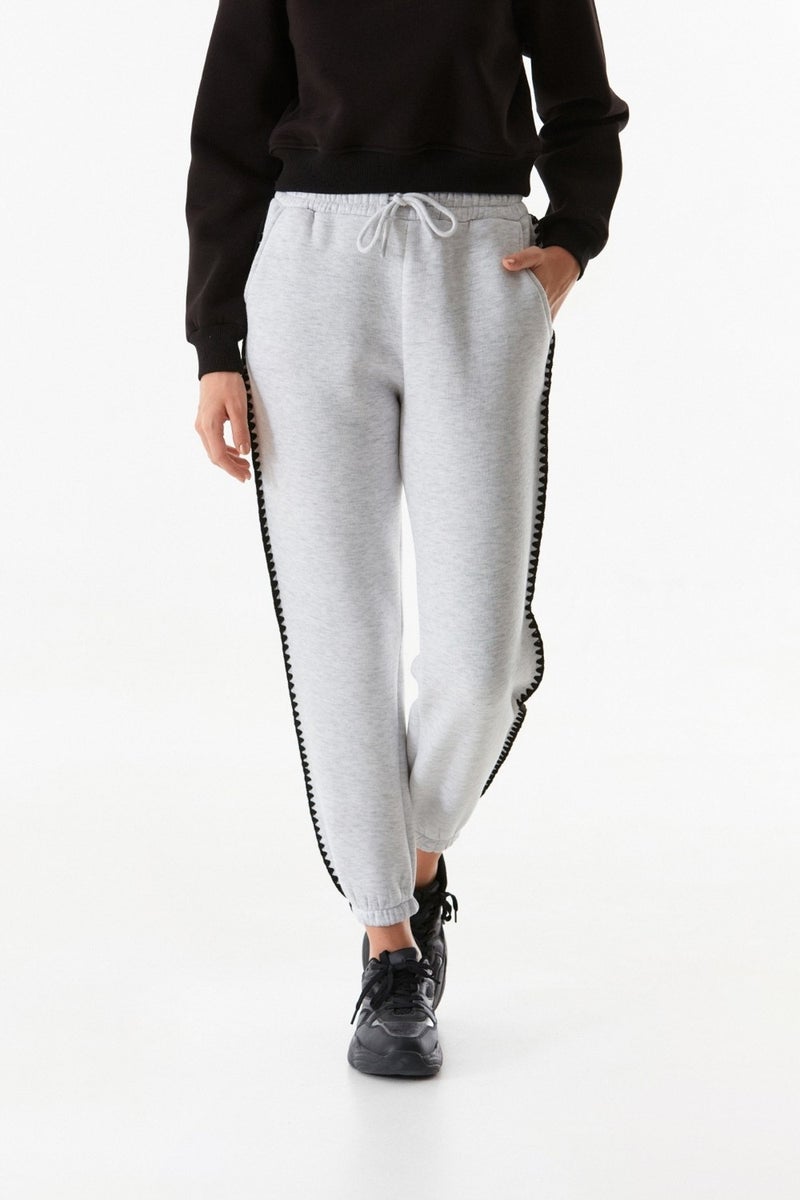 Elastic Waist and Embroidered Side Jogger Sweatpants