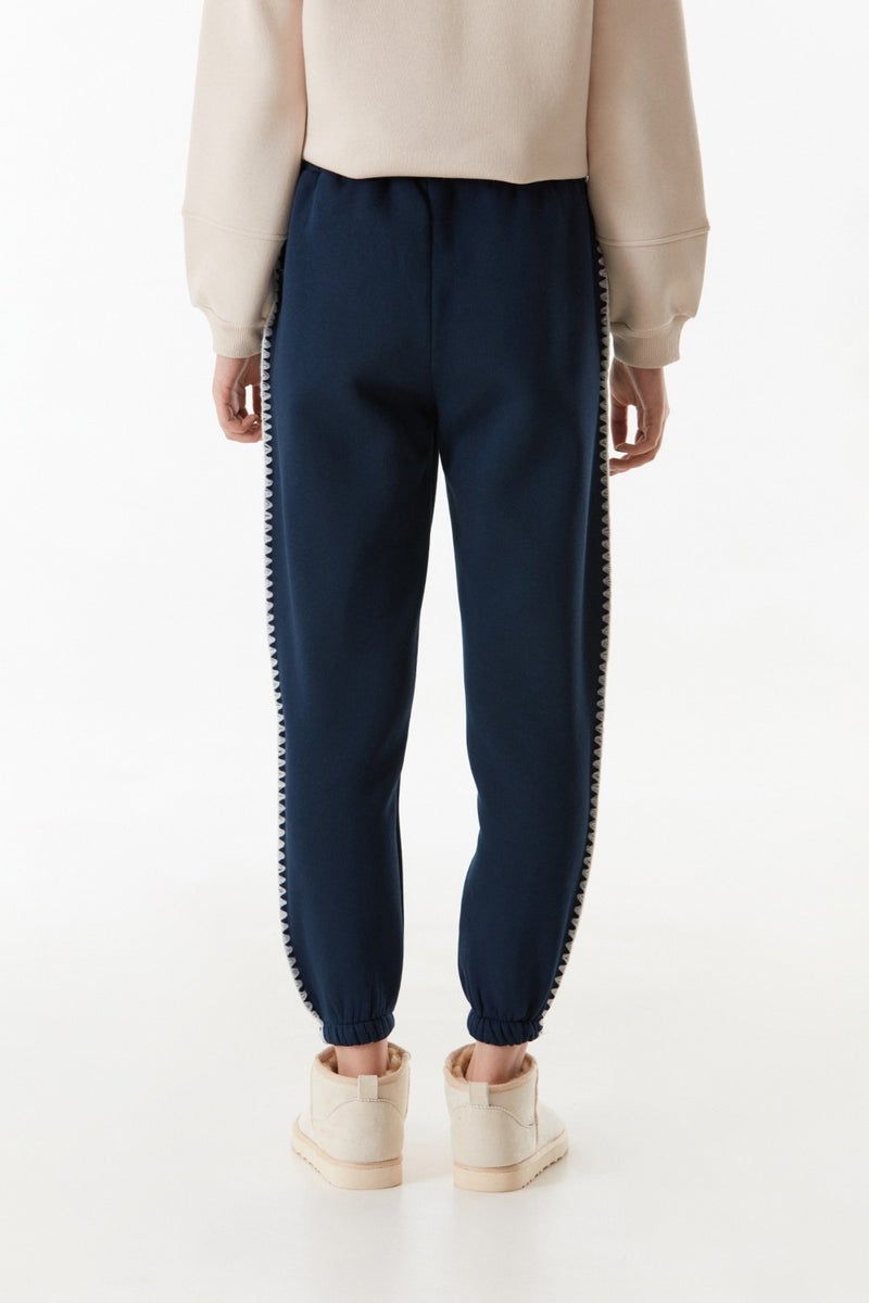 Elastic Waist and Embroidered Side Jogger Sweatpants