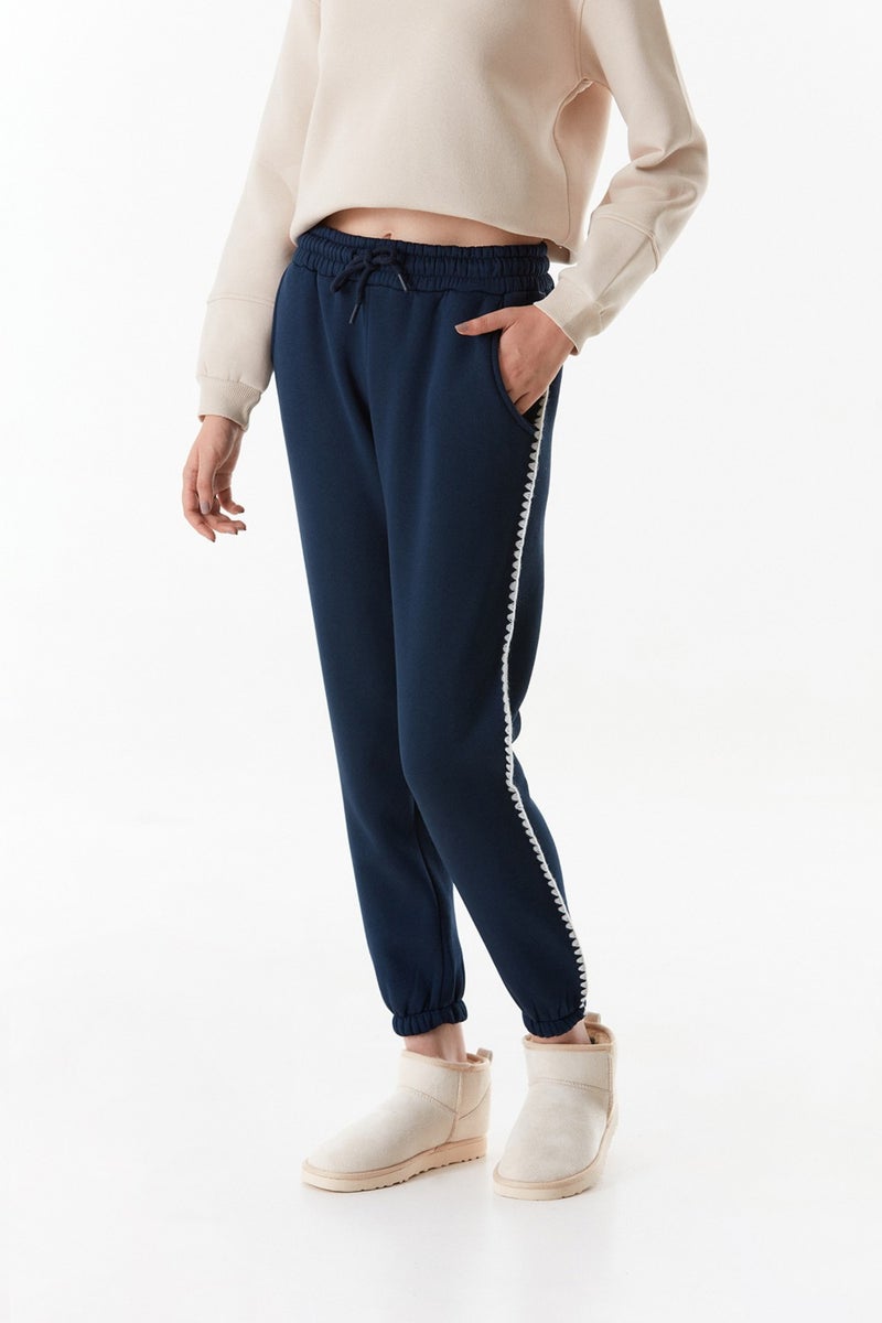 Elastic Waist and Embroidered Side Jogger Sweatpants