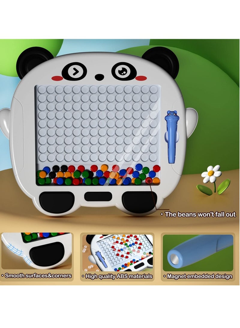 Magnetic Drawing Board, for Kids, Toddlers, Panda Doodle Board with Beads and Magnetic Pen, Magnetic Dot Board Art Educational Toys