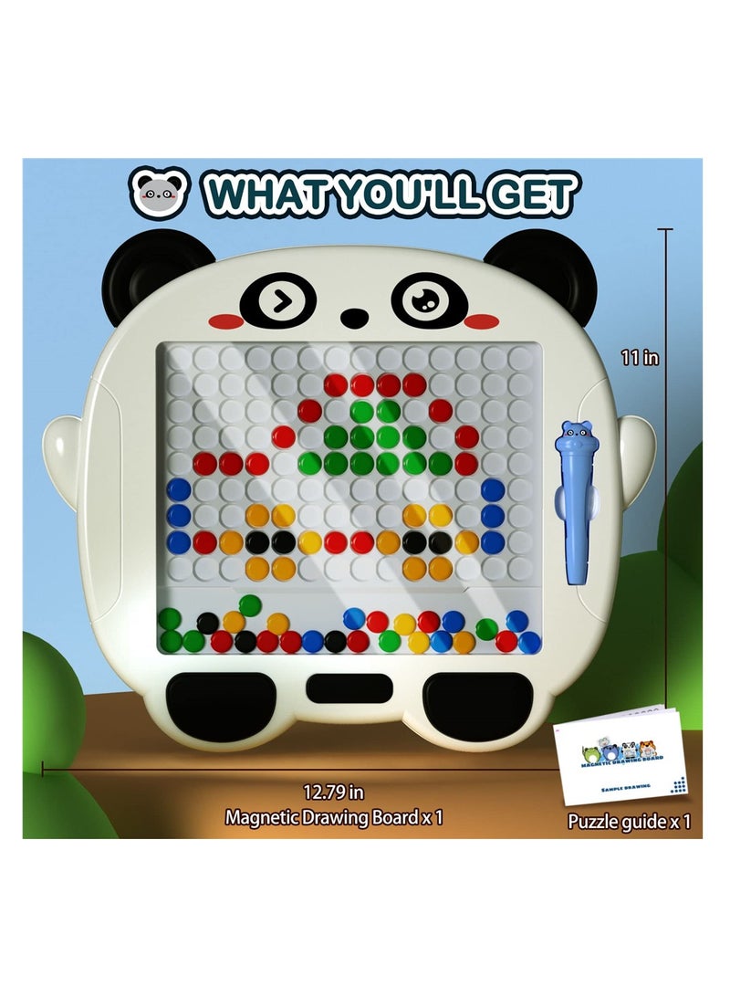 Magnetic Drawing Board, for Kids, Toddlers, Panda Doodle Board with Beads and Magnetic Pen, Magnetic Dot Board Art Educational Toys