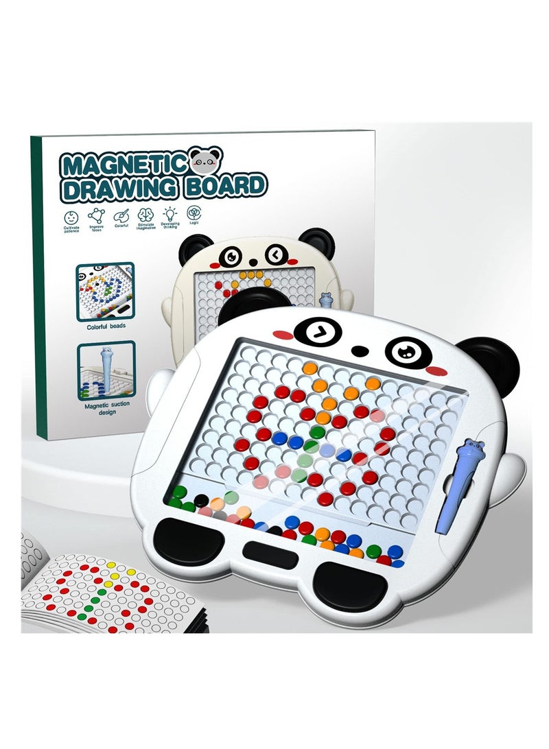 Magnetic Drawing Board, for Kids, Toddlers, Panda Doodle Board with Beads and Magnetic Pen, Magnetic Dot Board Art Educational Toys