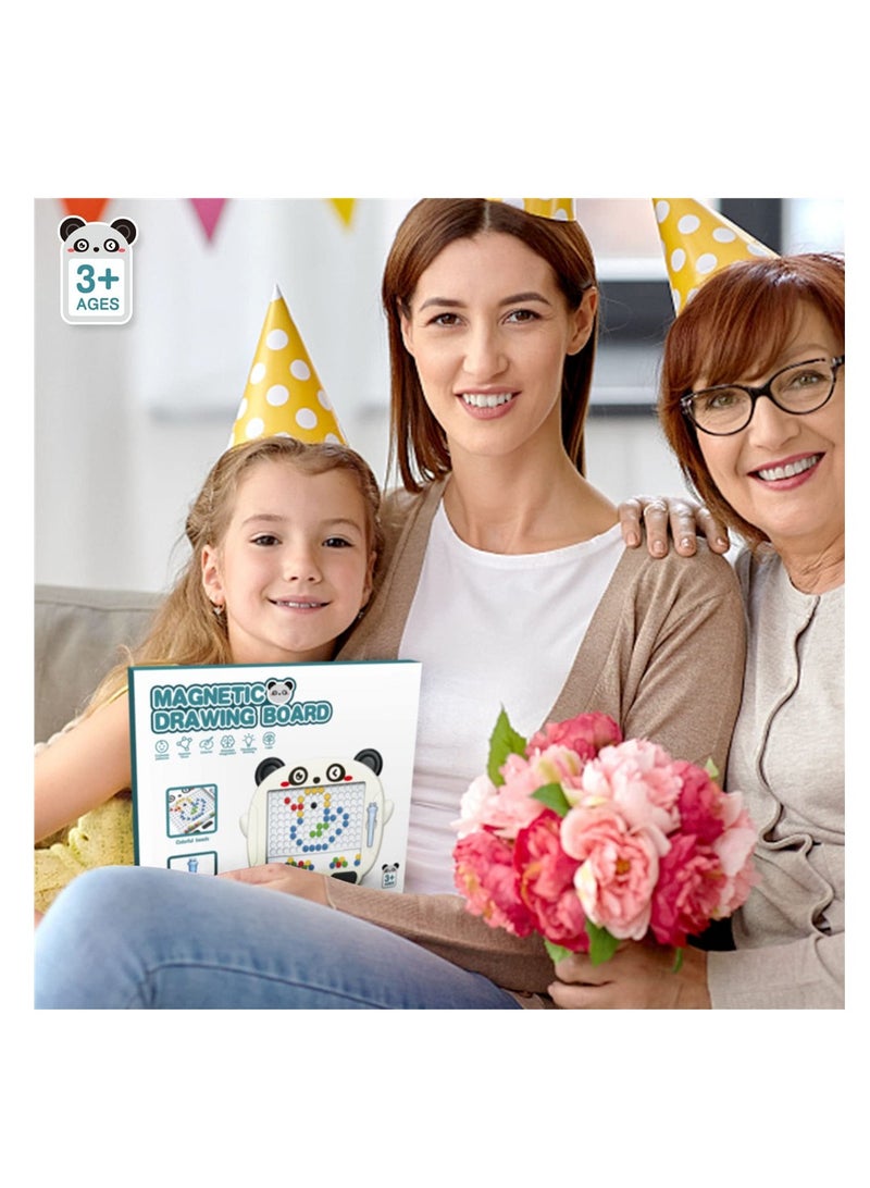 Magnetic Drawing Board, for Kids, Toddlers, Panda Doodle Board with Beads and Magnetic Pen, Magnetic Dot Board Art Educational Toys