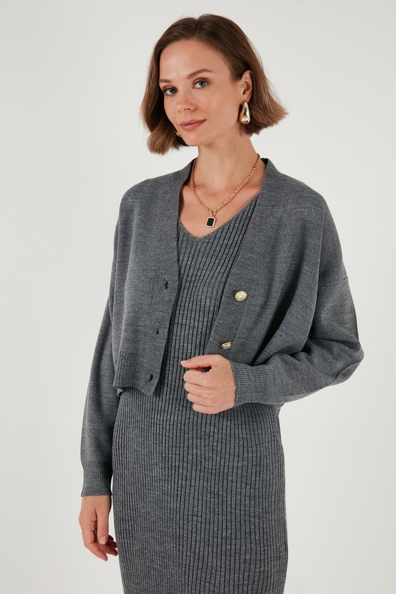 V Neck Buttoned Knitwear Crop Cardigan Women's Cardigan 4616170