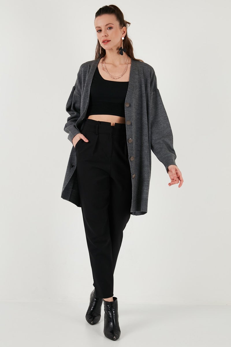 V Neck Buttoned Knitted Cardigan Women's Cardigan 4616031