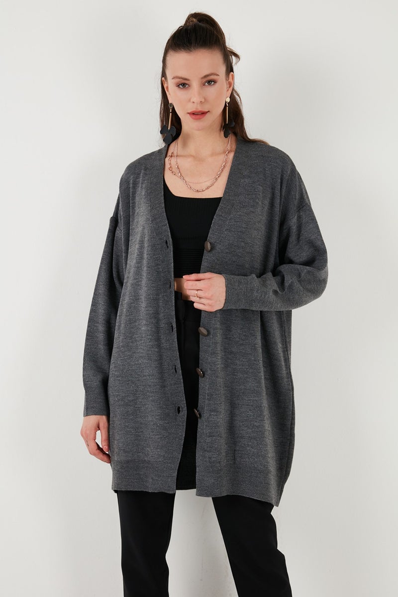V Neck Buttoned Knitted Cardigan Women's Cardigan 4616031