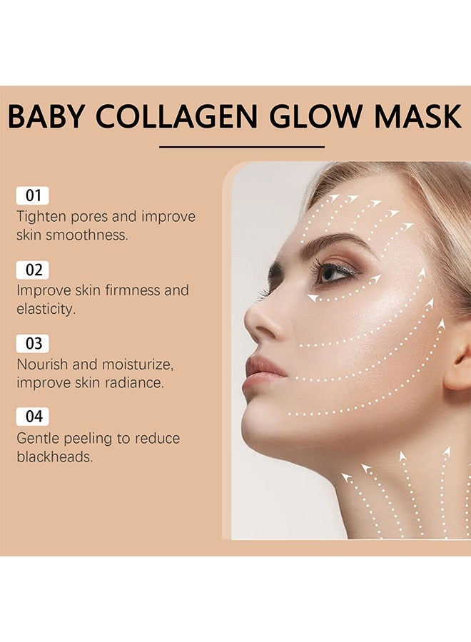 Baby Collagen Glow Mask - T3 Collagen Pestlo Mask,Pestlo T3 Collagen Mask, T3 Collagen Peel Off Mask, Korean Skin Care Facial Mask, Anti Wrinkle Firming Face Masks 100G