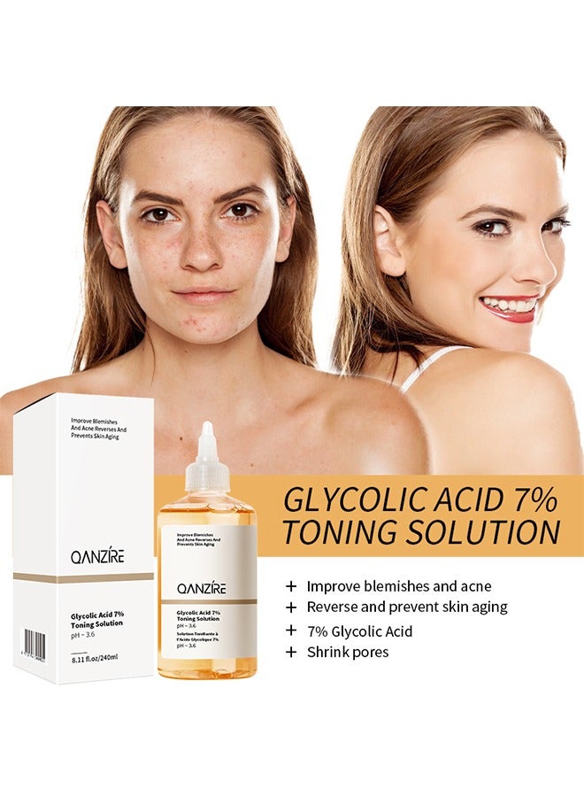 Glycolic Acid 7% Toning Solution - Anti-aging Face Toner Ordinary Acne Remover Lifting Firming Wrinkles Glowing Facial Care 240ml