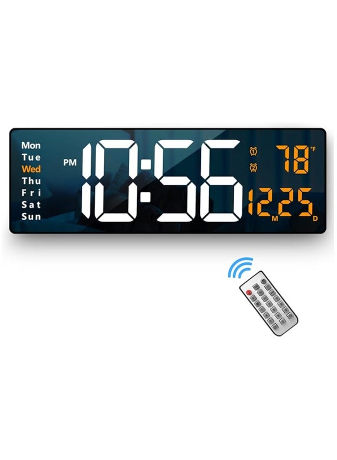 Digital Wall Clock 16.2 Inch Large Display With Remote Control For Living Room Decor, Big Clock with Date Week Temperature