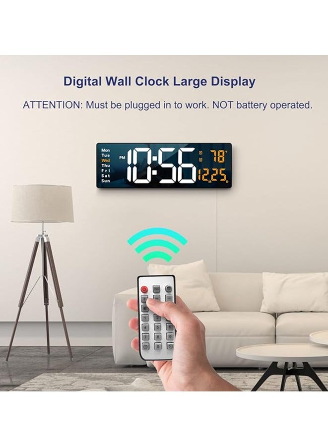 Digital Wall Clock 16.2 Inch Large Display With Remote Control For Living Room Decor, Big Clock with Date Week Temperature