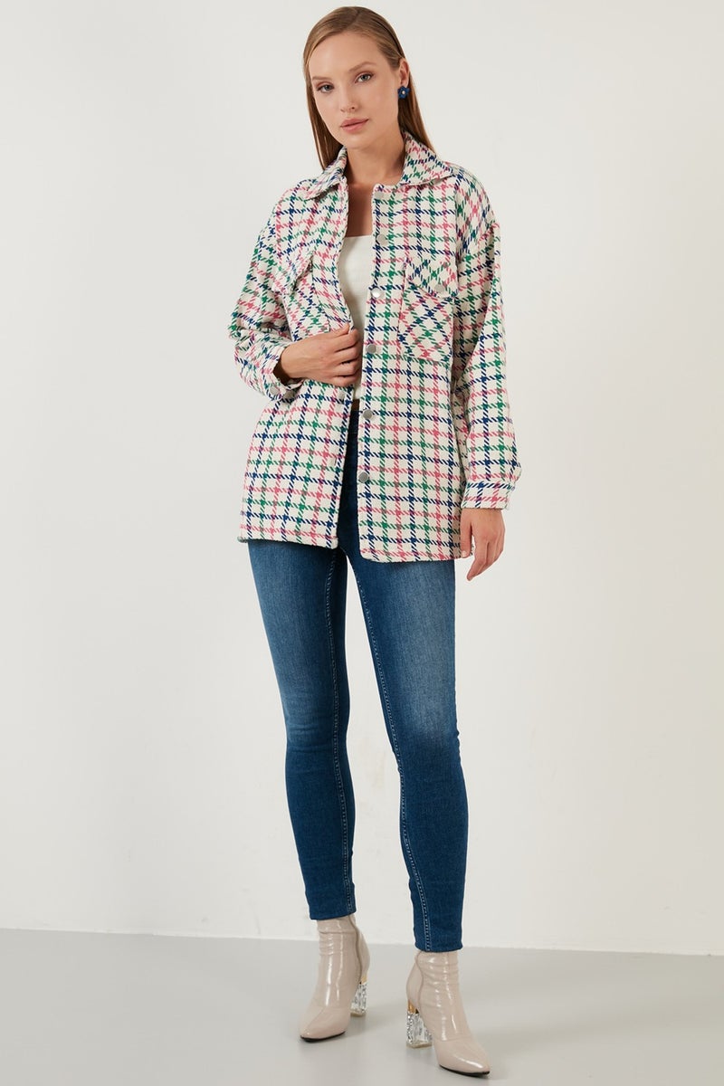 Checked Regular Fit Buttoned Shirt Jacket Women's Shirt Jacket 42190497